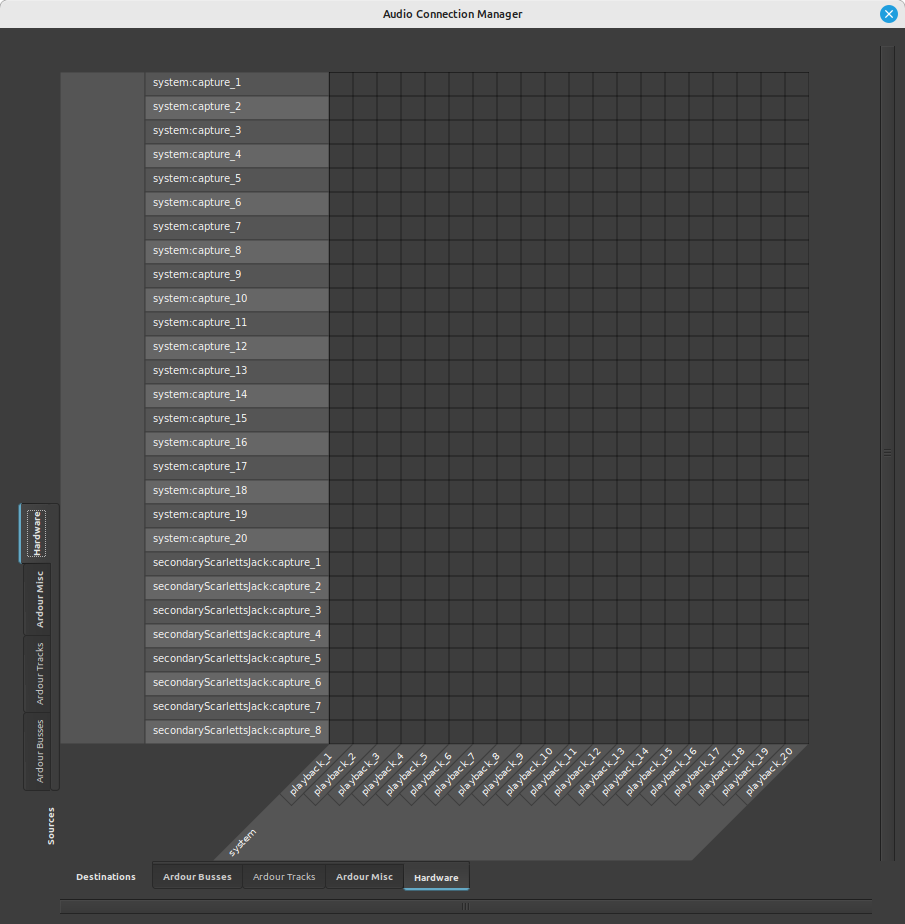 Using Two Scarlett 18i20 Audio Interfaces with Ardour in Linux Music